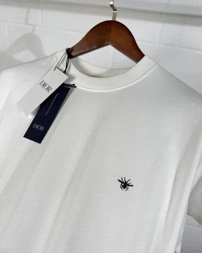 Christian Dior Luxury Replica Embroidered Bee T-Shirt white