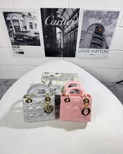 Christian Dior Metallic Cannage Mini Handbag Clone Quailty
