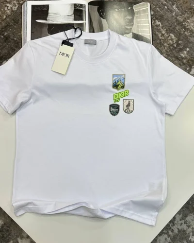 Christian Dior Mountain Logo Super Clone Quality Relaxed-Fit T-Shirt for Men white