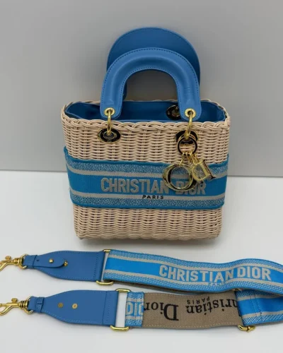 Christian Dior Natural Blue Beige Oblique Canvas Clone Quailty Handbag
