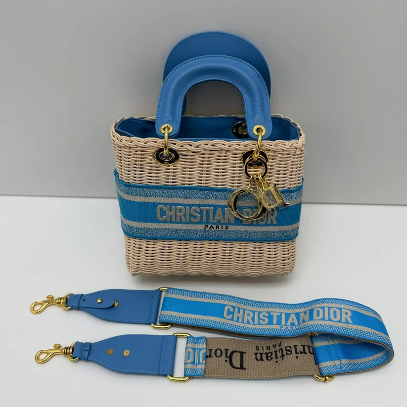 Christian Dior Natural Blue Beige Oblique Canvas Clone Quailty Handbag