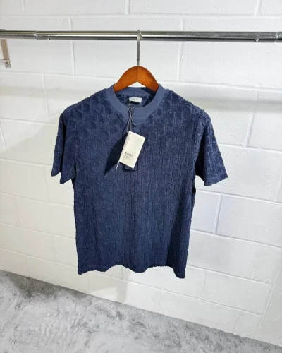 Christian Dior Oblique Terry Cloth Relaxed-Fit T-Shirt for Men navy