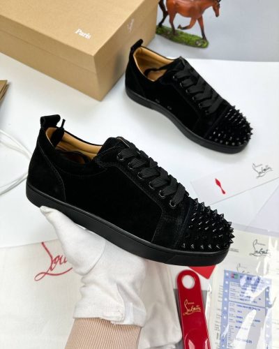 Christian Louboutin Louis Junior Spikes Luxury Replica Trainers – Black Colour