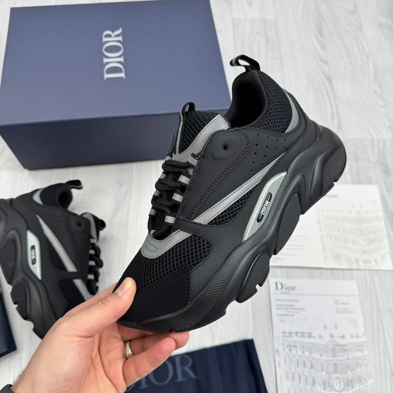 Dior B22 Reflective 1:1 Mirror Quality Trainers for Men – Black