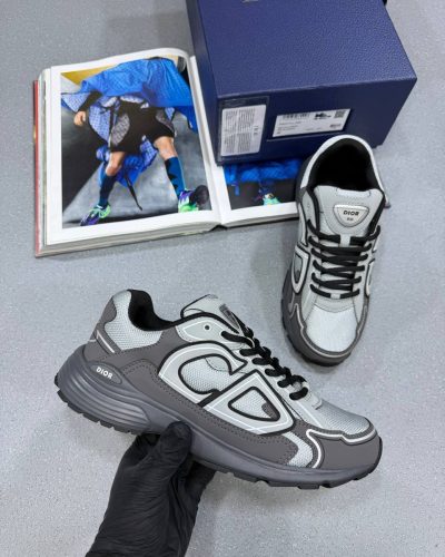 Dior B30 Countdown 1:1 Replica Trainers for Men – Grey Mesh & Anthracite
