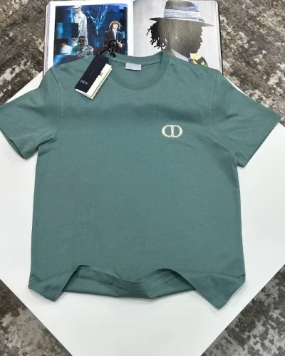 Dior Clone Quailty CD Icon Regular Fit Black Cotton Jersey T-Shirt sea green