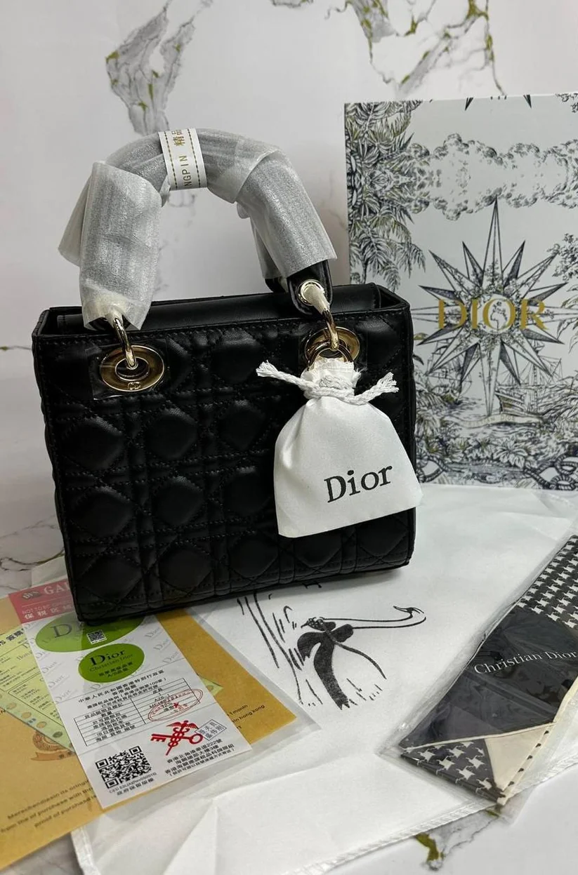 Dior Lambskin Cannage Bag with Champagne Gold Hardware