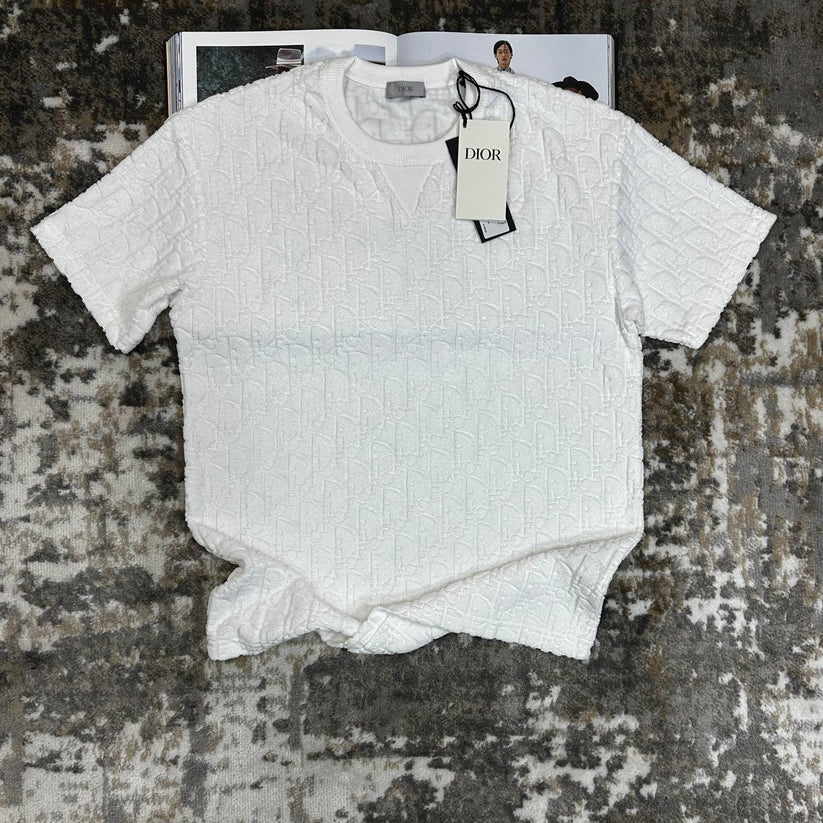 Dior Oblique Relaxed-Fit Terry Cotton T-Shirt for Men white