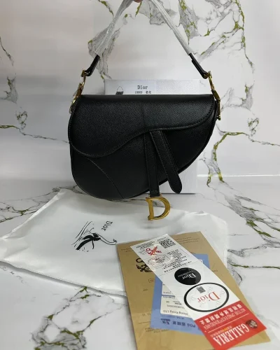Dior Saddle Bag in Black Grained Calfskin Clone Quality