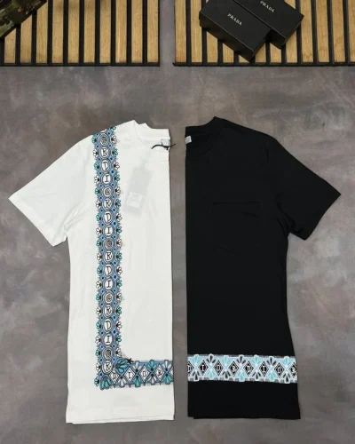 Dior and Shawn Stussy Asymmetrical Floral Print Super Clone Quailty Oversized T-Shirt black and white