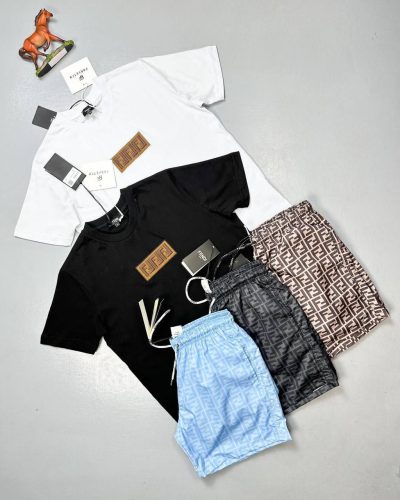 Fendi F Logo Patch Reps AAA Quality T-Shirt and Shorts Set – Multiple Colours