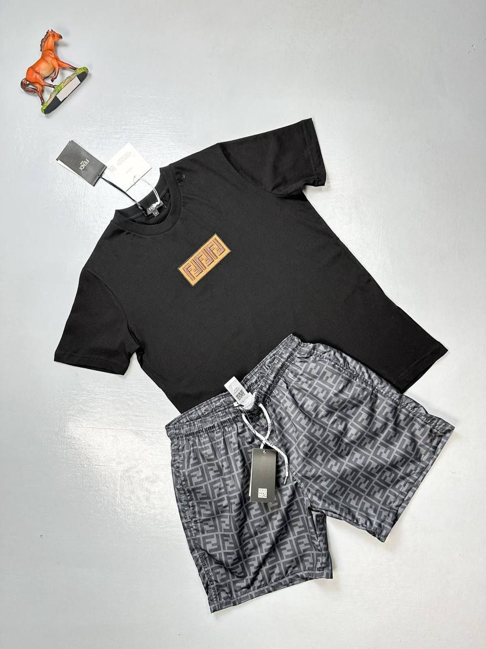 Fendi F Logo Patch Reps AAA Quality T-Shirt and Shorts Set – Multiple Colours