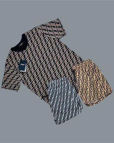 Fendi Logo Printed Designer T-Shirt and Shorts Set for Men – Multiple Colours