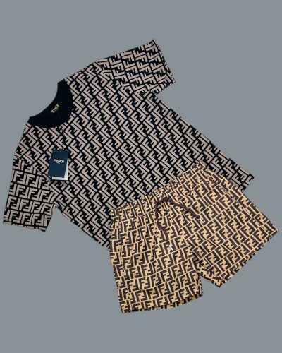 Fendi Logo Printed Designer T-Shirt and Shorts Set for Men – Multiple Colours