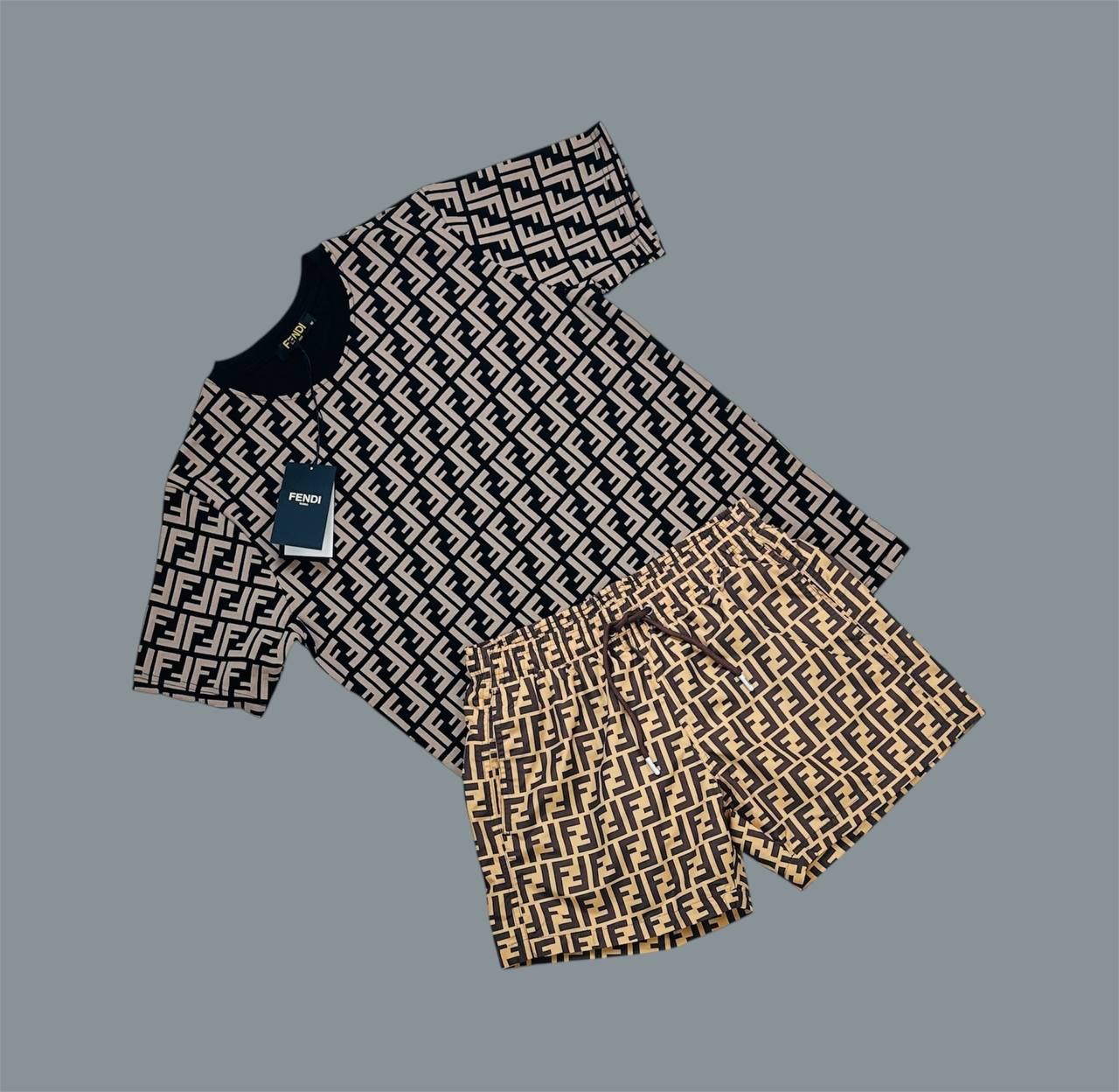 Fendi Logo Printed Designer T-Shirt and Shorts Set for Men – Multiple Colours