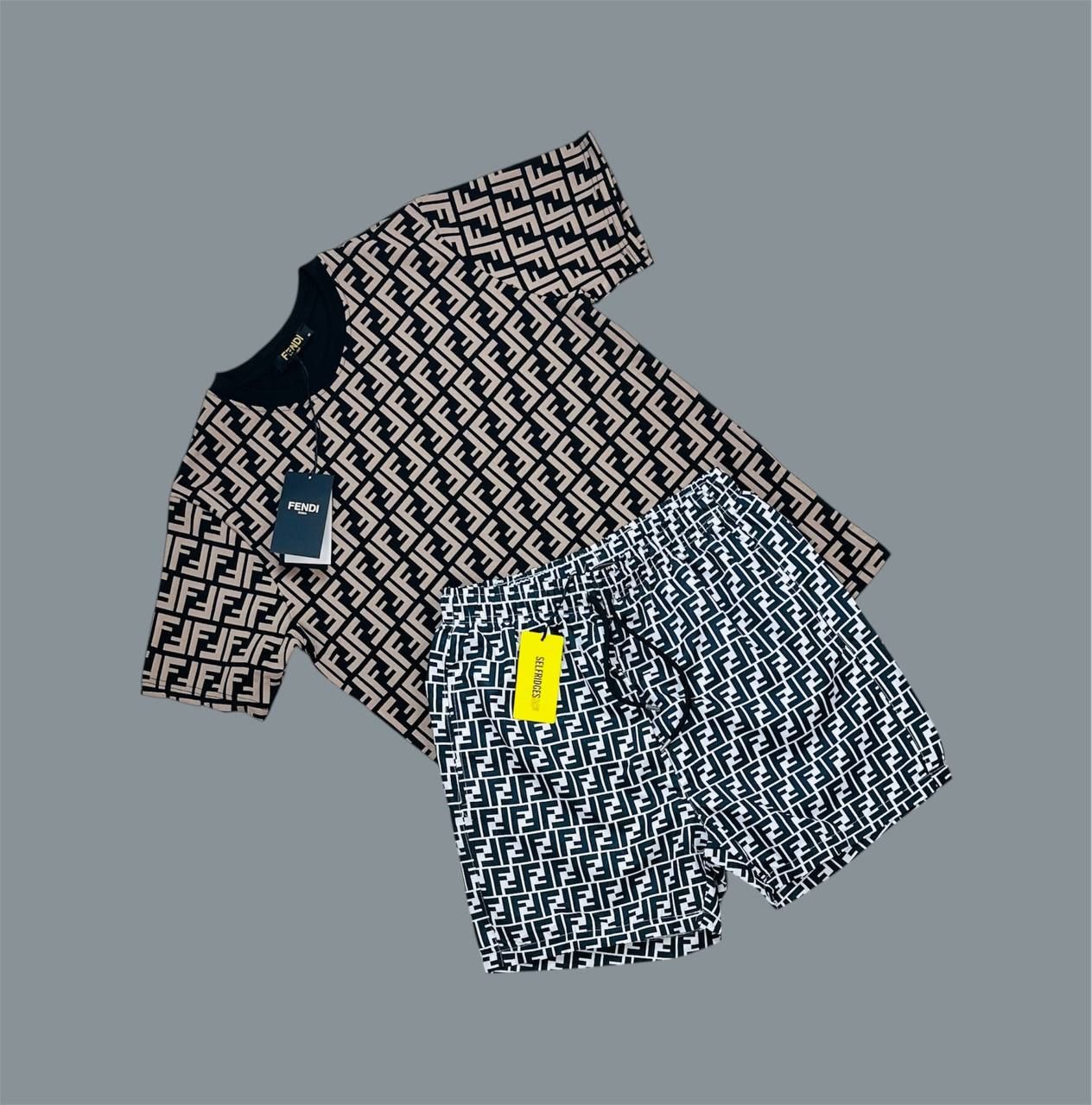 Fendi Logo Printed Designer T-Shirt and Shorts Set for Men – Multiple Colours