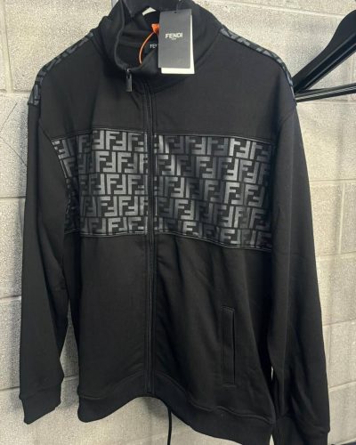 Fendi Oblique Technical Taffeta Cropped Puffer Luxury Fake Jacket – Black