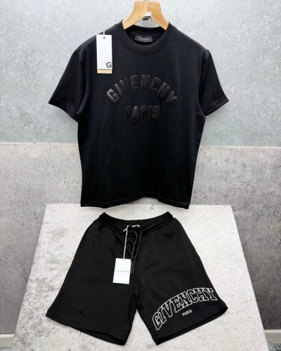 Givenchy Paris Embroidered Luxury Fake T-Shirt and Shorts Set