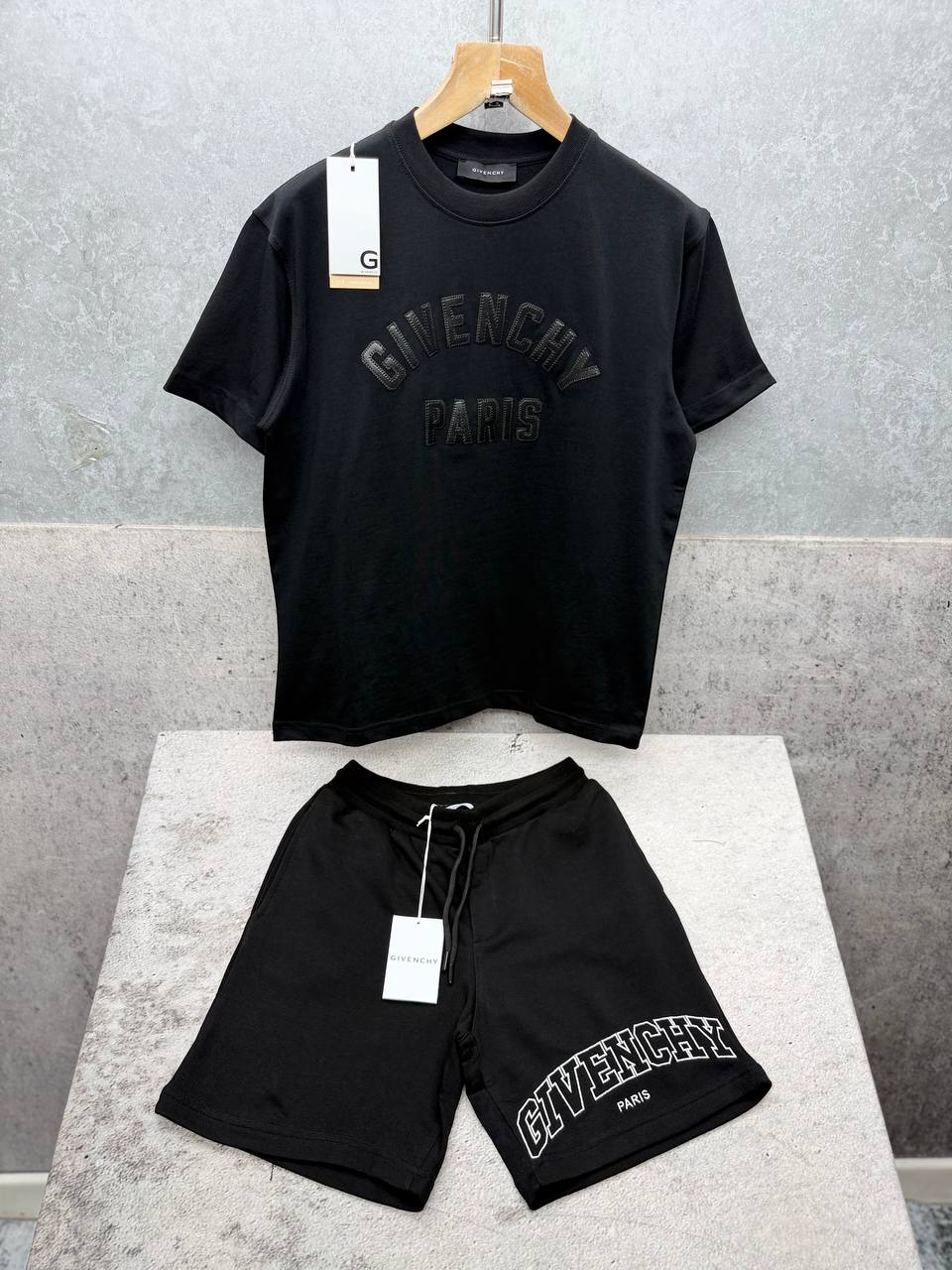 Givenchy Paris Embroidered Luxury Fake T-Shirt and Shorts Set