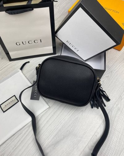 Gucci Blondie Luxury Replica Small Black Leather Camera Crossbody Bag back veiw