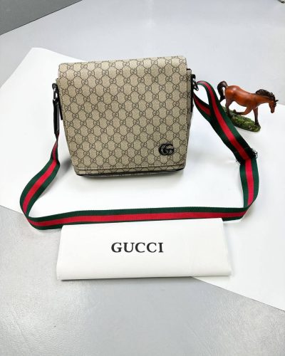 Gucci Men’s Attache Leather GG Crossbody AAA Quailty Messenger Bag beige