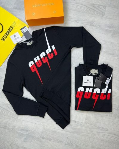 Gucci Printed Logo First Copy Jumper – Black