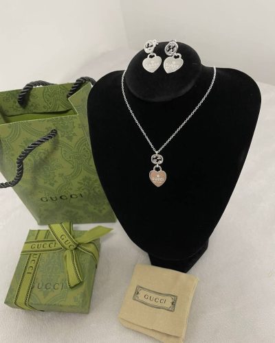 Gucci Women’s Silver Necklace and Earring Set