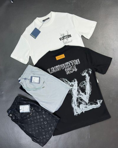 Louis Vuitton “1854” Smoke Brushstroke Graphic Reps AAA Quality T-Shirt & Shorts Set