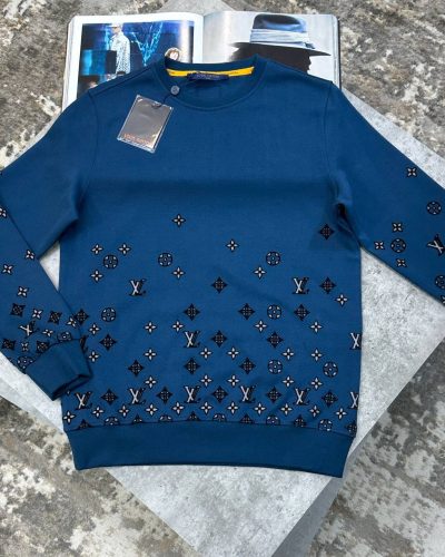 Louis Vuitton Embellished Evening Crew Neck First Copy Jumper – Blue Louis Vuitton Embellished Evening Crew Neck First Copy Jumper – Multiple Colours