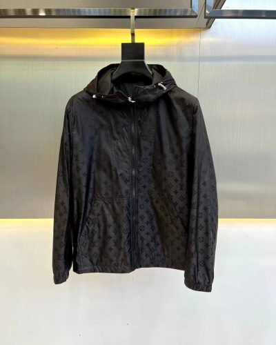 Louis Vuitton LV Logo Printed Zip-Up Hooded Jacket
