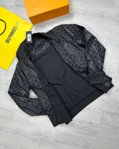 Louis Vuitton LV Logo Zip-Up Hooded Jacket for Men Louis Vuitton LV Logo Zip-Up Hooded Jacket for Men