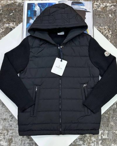 Moncler Down Tricot Hybrid AAA+ Quality Zip-Up Cardigan Black