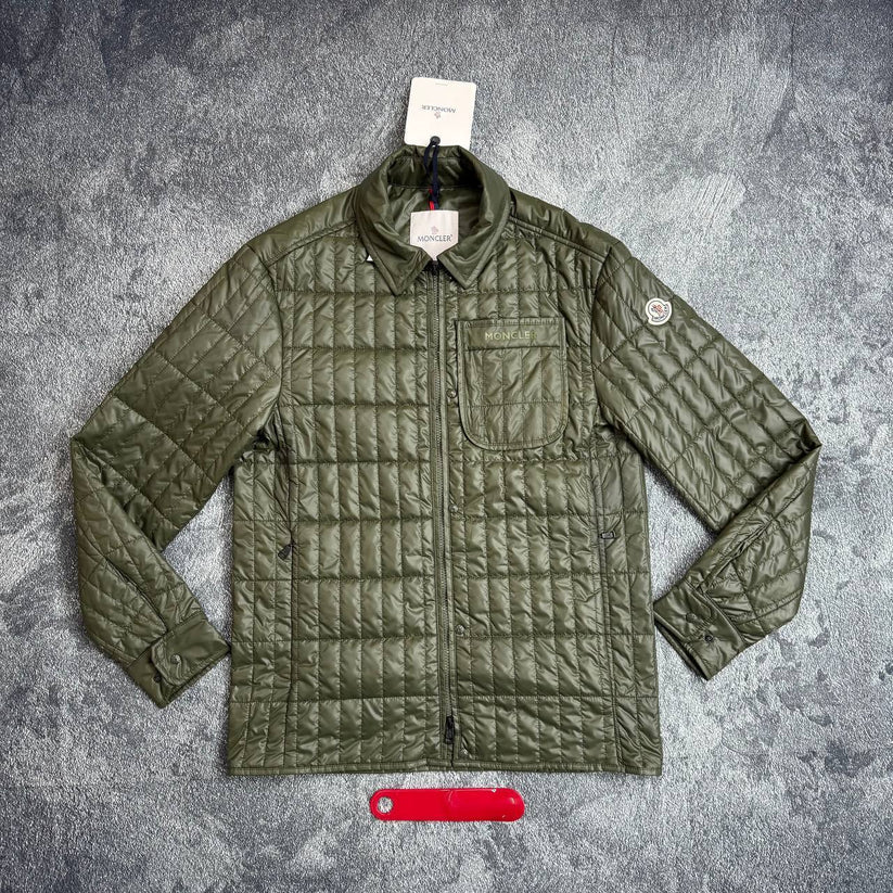 Moncler Lasne AAA Quality Vertical-Quilted Padded Biker Jacket Mens in Multiple Colours olive green