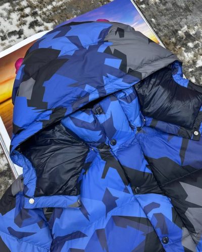 Moncler Mosa AAA Quality Camouflage Hooded Puffer Jacket Mens in Blue hood