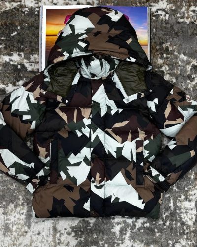Moncler Mosa AAA Quality Camouflage Hooded Puffer Jacket Mens in Green