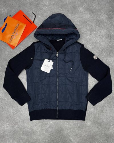 Moncler Quilted Cardigan in Blue – Clone Quality for Men