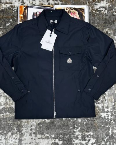 Moncler Stretch-Cotton Super Clone Quality Collared Zip-Up Jacket Mens in 2 Colours