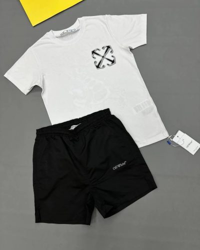 Off-White Arrow T-Shirt & Shorts Set – Clone Quality white Off-White Arrow T-Shirt & Shorts Set – Clone Quality white