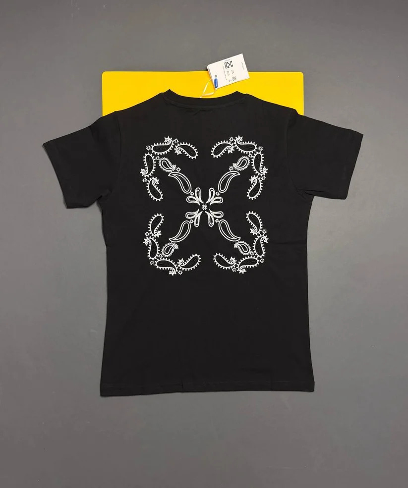Off-White Bandana Arrow Embroidered White T-Shirt black back