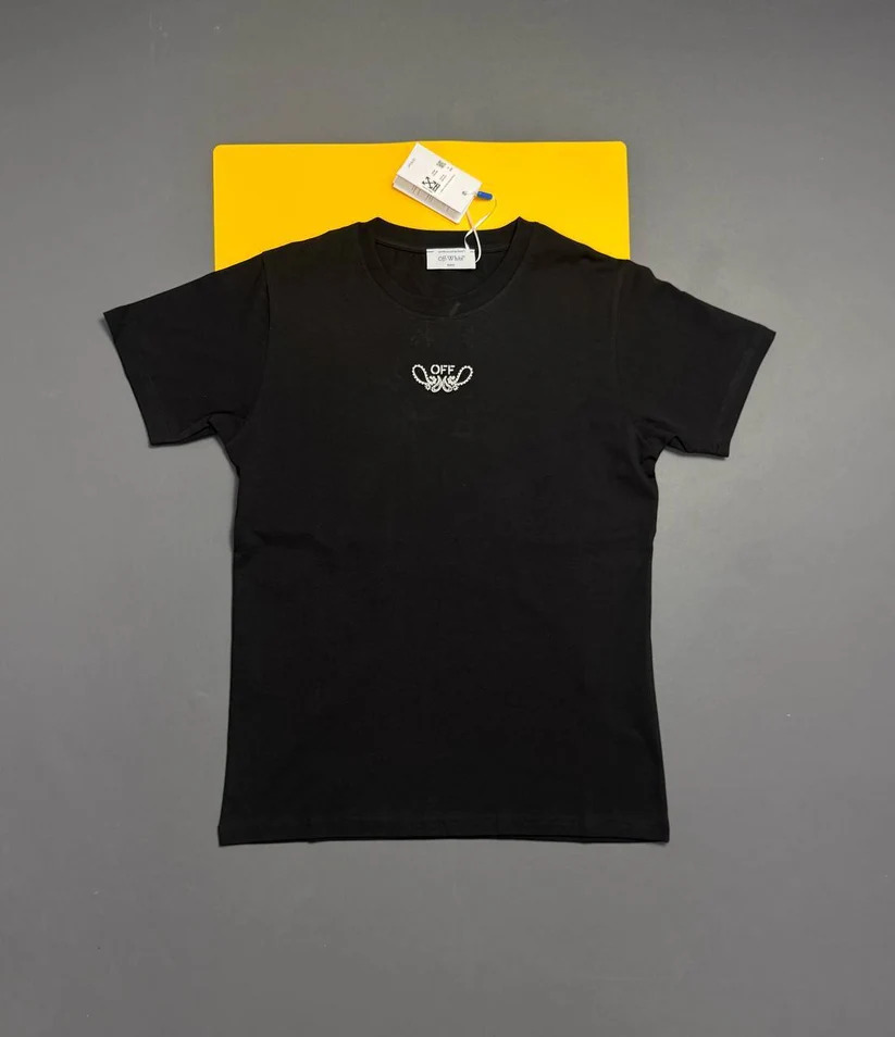 Off-White Bandana Arrow Embroidered White T-Shirt black