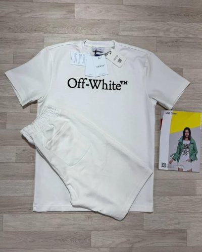 Off-White Big Bookish Logo T-Shirt & Shorts Set AAA Quailty white