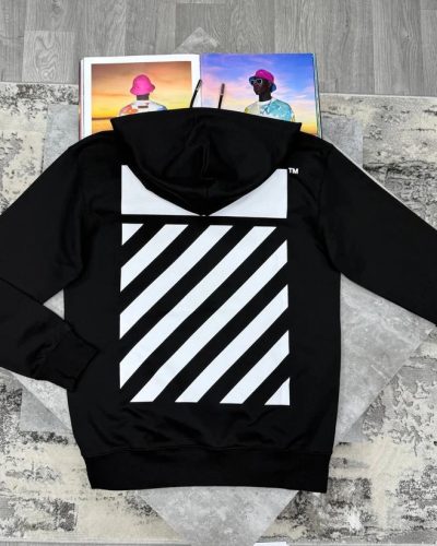Off-White Flannel Clone Quality Diag Skate Drawstring Hoodie back