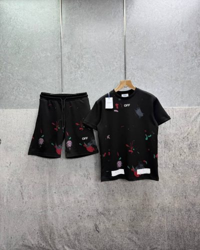 Off-White Ink Arrow Slim Logo T-Shirt & Shorts Set For Mens– Clone Quality