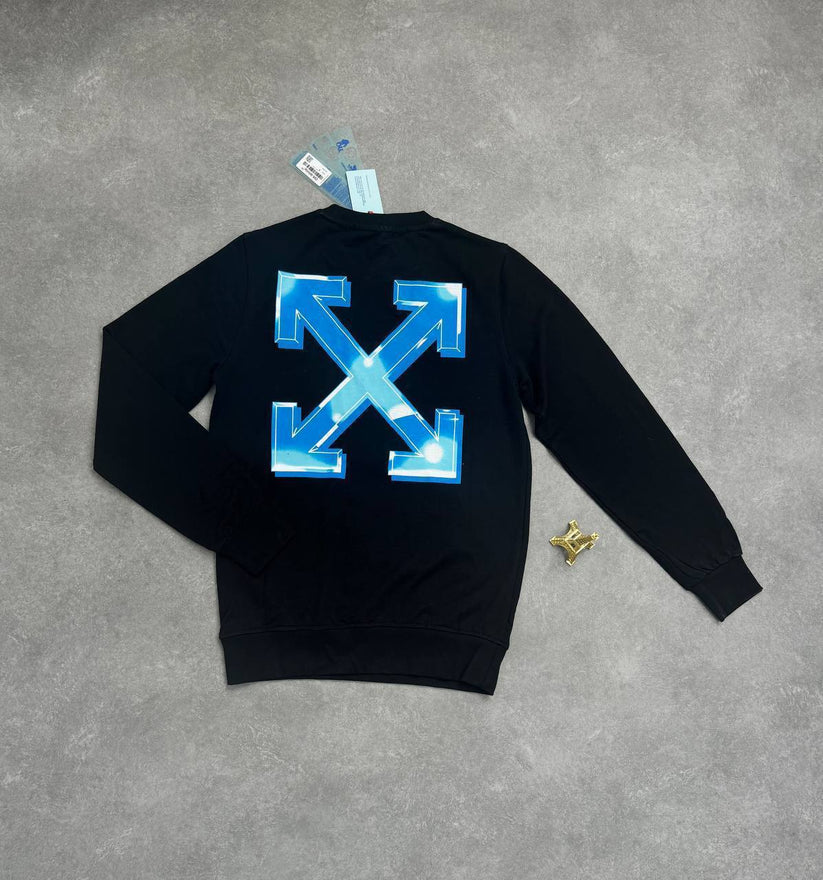 Off-White Metal Super Clone Quality Arrow Logo Embroidered Jumper black