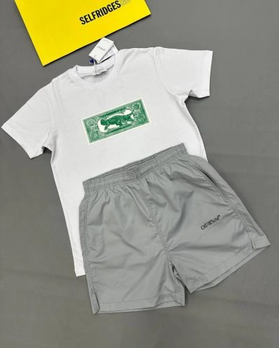 Off-White Note Graphic T-Shirt & Shorts Set – Super Clone Quality