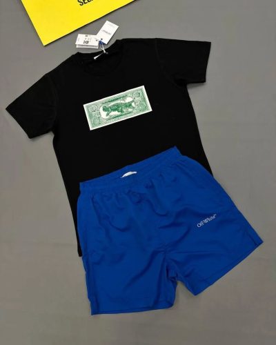 Off-White Note Graphic T-Shirt & Shorts Set – Super Clone Quality black and blue Off-White Note Graphic T-Shirt & Shorts Set – Super Clone Quality black and blue
