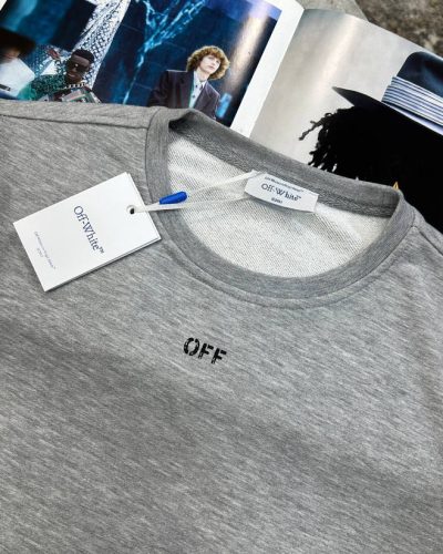 Off-White Paint Arrows Super Clone Quality Grey Jumper nack