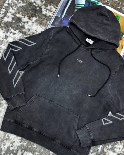 Off-White Scribble Diag-Print Cotton Hoodie AAA Quality