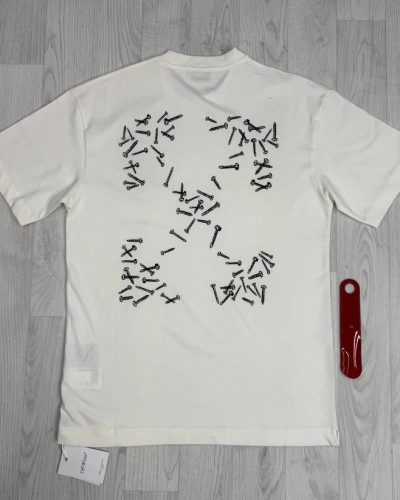 Off-White Super Clone Quality Nail Arrows Skate T-Shirt in White white