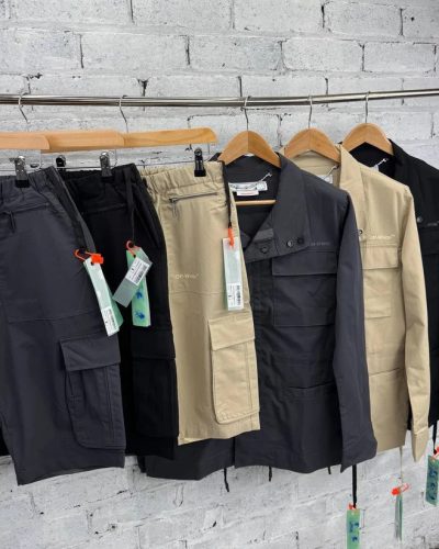 Off-White Technical Canvas Field Jacket & Cargo Shorts Set Super Clone Quality